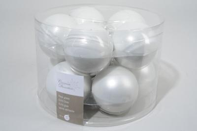 10 kerstballen winterwit emaille 60 mm KSD - Ksd