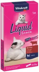 VITAKRAFT Cat Liquid-Snack with beef - Kattensnoepje - 6 x 15g