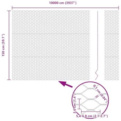 VidaXL Hexagon hek groen 1,5 x 100 m pvc