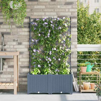 Tuin Bloempot 2 pcs Licht Grijs 80 x 40 x 143 cm Staal