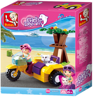 Sluban Motorcycle with Sidecar (Girl's Dream) bouwstenen set - thumbnail