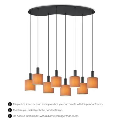 Metaal kroonluchter - Industrie hanglamp - Zwart - Met 8 pcs lampvoeten - Ontworpen voor Eetkamer en Slaapkamer - 100 x 34.4 x 117.5cm - set met E27 Lamphouder - voor Lampenkap met Doorsnede max 15cm - Gloeilamp Niet Inbegrepen