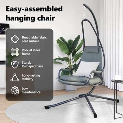 VidaXL Hangende ei-stoel antraciet 94 x 107 x 196,5 cm staal VidaXL Hangende ei-stoel antraciet 94 x 107 x 196,5 cm staal