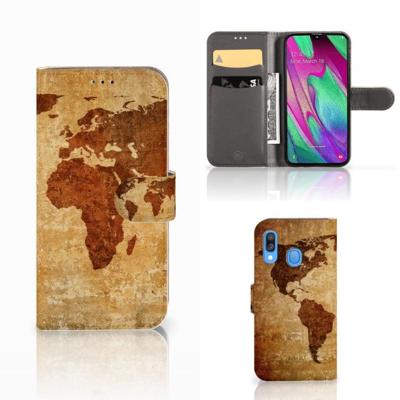 Samsung Galaxy A40 | Flip Cover | Wereldkaart Samsung Galaxy A40 | Flip Cover | Wereldkaart