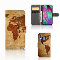 Samsung Galaxy A40 | Flip Cover | Wereldkaart - thumbnail