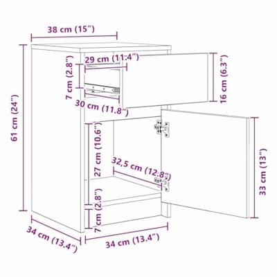 LED Bedside Kast 2 pcs artisanaal eikenkleurig 38 x 34 x 61 cm