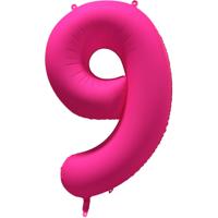 Folieballon Cijfer 9 Neon Roze (86cm) - thumbnail