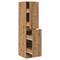 Apothekerskast 30x41x144,5 cm bewerkt hout artisanaal eiken - thumbnail