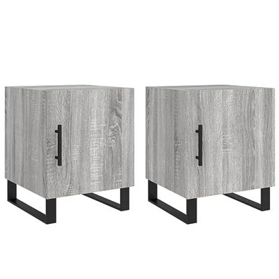 Nachtkastjes 2 st 40x40x50 cm bewerkt hout grijs sonoma eiken