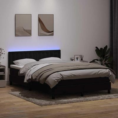 Boxspring met matras en LED fluweel zwart 160x220 cm