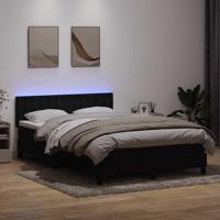Boxspring met matras en LED fluweel zwart 160x220 cm - thumbnail