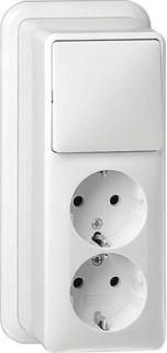 Gira combinatie wissel met 2-voudige wandcontactdoos met randaarde creme