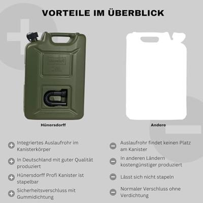 Hunersdorff Brandstofjerrycan | inhoud 20 l | olijfgroen HDPe | L350xB165xH495mm | 1 stuk - 802000 - 802000