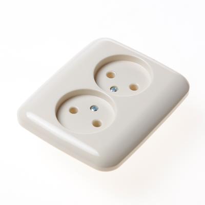 Busch-Jaeger wandcontactdoos 2-voudig zonder randaarde inbouw creme