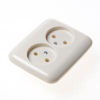 Busch-Jaeger wandcontactdoos 2-voudig zonder randaarde inbouw creme - thumbnail