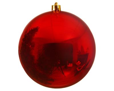 Decoris grote kerstbal plastic 25cm glans kerstrood