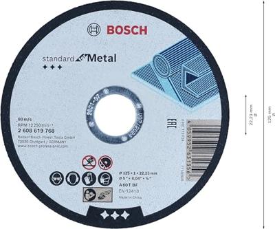 Bosch Accessoires 100x Doorslijpschijf Standard Metal 125X1X22.23 in emmer - 061599765G - thumbnail