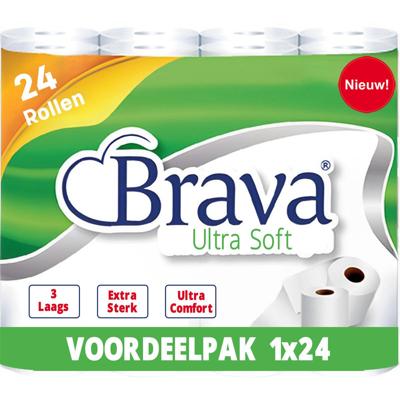 Brava Ultra Soft 3-Laags Toiletpapier - 24 Rollen - Voordeelverpakking