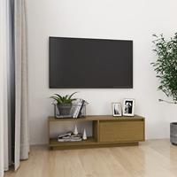 Tv-meubel 110x30x33,5 cm massief grenenhout honingbruin - thumbnail