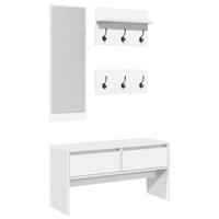 4-delige Garderobe set bewerkt hout wit - thumbnail