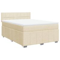 Boxspring met matras stof crèmekleurig 200x200 cm - thumbnail
