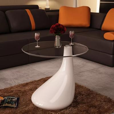 VidaXL Salontafel met rond glazen tafelblad hoogglans wit VidaXL Salontafel met rond glazen tafelblad hoogglans wit