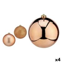 Set kerstballen Koper Plastic 15 x 16 x 15 cm (4 Stuks) - thumbnail