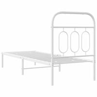Bedframe met hoofdbord zonder matras metaal wit 75x190 cm - thumbnail