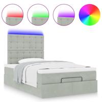 Ottoman bed met matrassen en LED's 80x200cm fluweel lichtgrijs - thumbnail