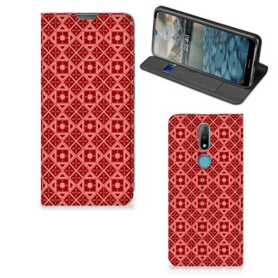 Nokia 2.4 | Hoesje met Magneet | Batik Rood Nokia 2.4 | Hoesje met Magneet | Batik Rood
