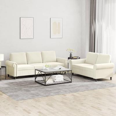 2-delige Loungeset met kussens fluweel crèmekleurig
