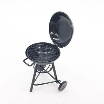 1:12 Mini huis Toy simulatie ronde oven buiten scène decoratie (zwart)