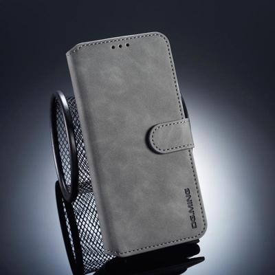 Dg. MING retro olie kant horizontale flip case voor Huawei mate 20 Pro met houder & kaartsleuven & portemonnee (grijs)