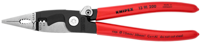 Knipex Elektro installatietang | Kunststof bekleed | Zwart geatramenteerd | Lengte 200 mm | Zelfbedieningskaart/blister - 13 91 200 SB