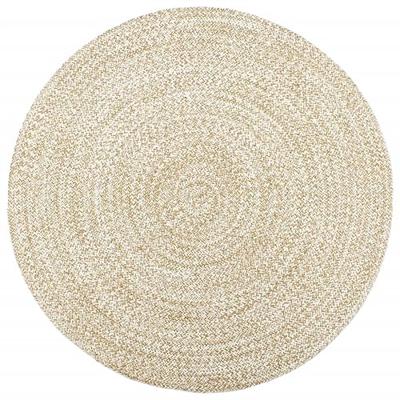 Vloerkleed handgemaakt 240 cm jute wit en bruin