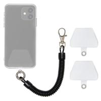Telescopische anti-diefstal lente mobiele telefoon opknoping touw anti-verloren anti-diefstal elastische lanyard (zwart + transparante pakking) - thumbnail