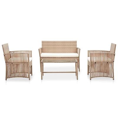 4-delige Loungeset met kussens poly rattan beige 4-delige Loungeset met kussens poly rattan beige
