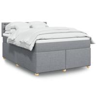 Boxspring met matras stof lichtgrijs 140x190 cm - thumbnail