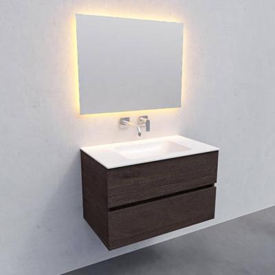 Badkamermeubel Solid Surface BWS Oslo 80x46 cm Wood Dark Brown (0 kraangaten)