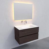 Badkamermeubel Solid Surface BWS Oslo 80x46 cm Wood Dark Brown (0 kraangaten) - thumbnail