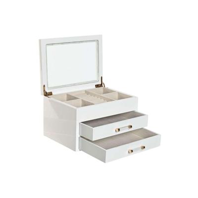 Doos-Juwelenkistje Home ESPRIT Wit Crème Hout Kristal Hout MDF 23 x 18 x 14 cm