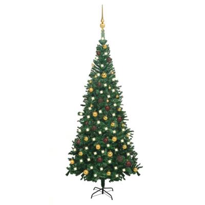 VidaXL Kunstkerstboom met verlichting en kerstballen l 240 cm groen