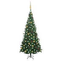 VidaXL Kunstkerstboom met verlichting en kerstballen l 240 cm groen - thumbnail