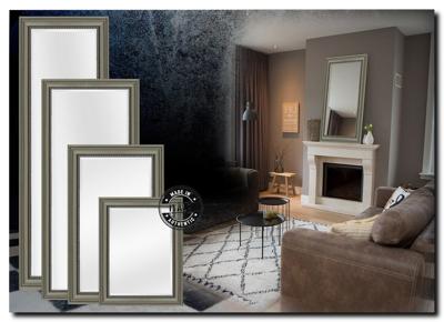 Landelijke rustieke spiegel  Nino Taupe met zilveren kraal