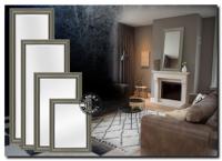 Landelijke rustieke spiegel  Nino Taupe met zilveren kraal - thumbnail