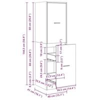 Apothekerskast 40x41x144,5 cm bewerkt hout wit - thumbnail