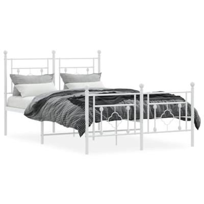 Bedframe met hoofd- en voeteneinde metaal wit 120 x 190 cm