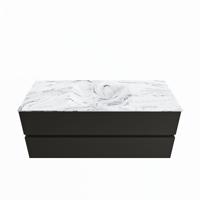 MONDIAZ VICA-DLUX 120cm badmeubel onderkast Urban 2 lades. Inbouw wastafel CLOUD midden zonder kraangat, kleur Glace. - thumbnail