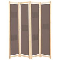 Kamerscherm met 4 panelen 160x170x4 cm stof bruin - thumbnail