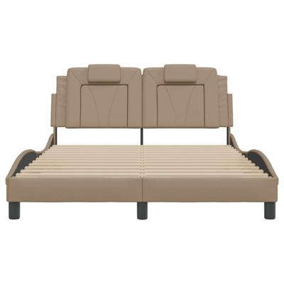 Bedframe met hoofdbord kunstleer cappuccinokleurig 120x200 cm - thumbnail
